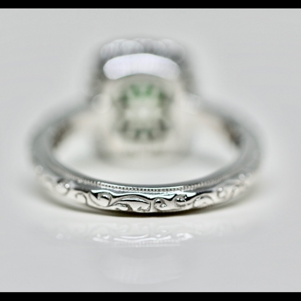 Tacori Green Diamonique halo engagement ring - Picture 9 of 14